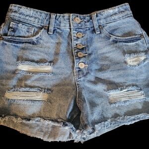 Distressed Denim KanCan Shorts Button Front Womens 7 / 27